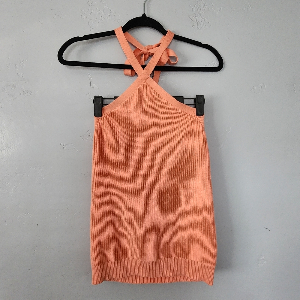 J. Crew Knit Cotton Halter Sweater Top Coral Medium - Picture 4 of 10